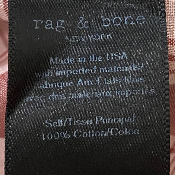 Rag & Bone New York Robbie Pink Red Plaid Button Down Shirt Size Medium - Picture 9 of 14